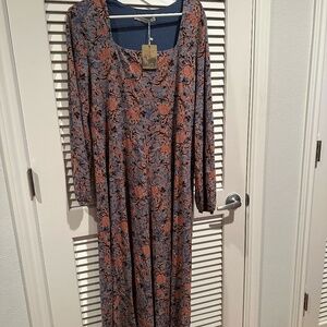Peruvian Connection Pima Cotton Blend Floral Maxi Dress Casual Size Large